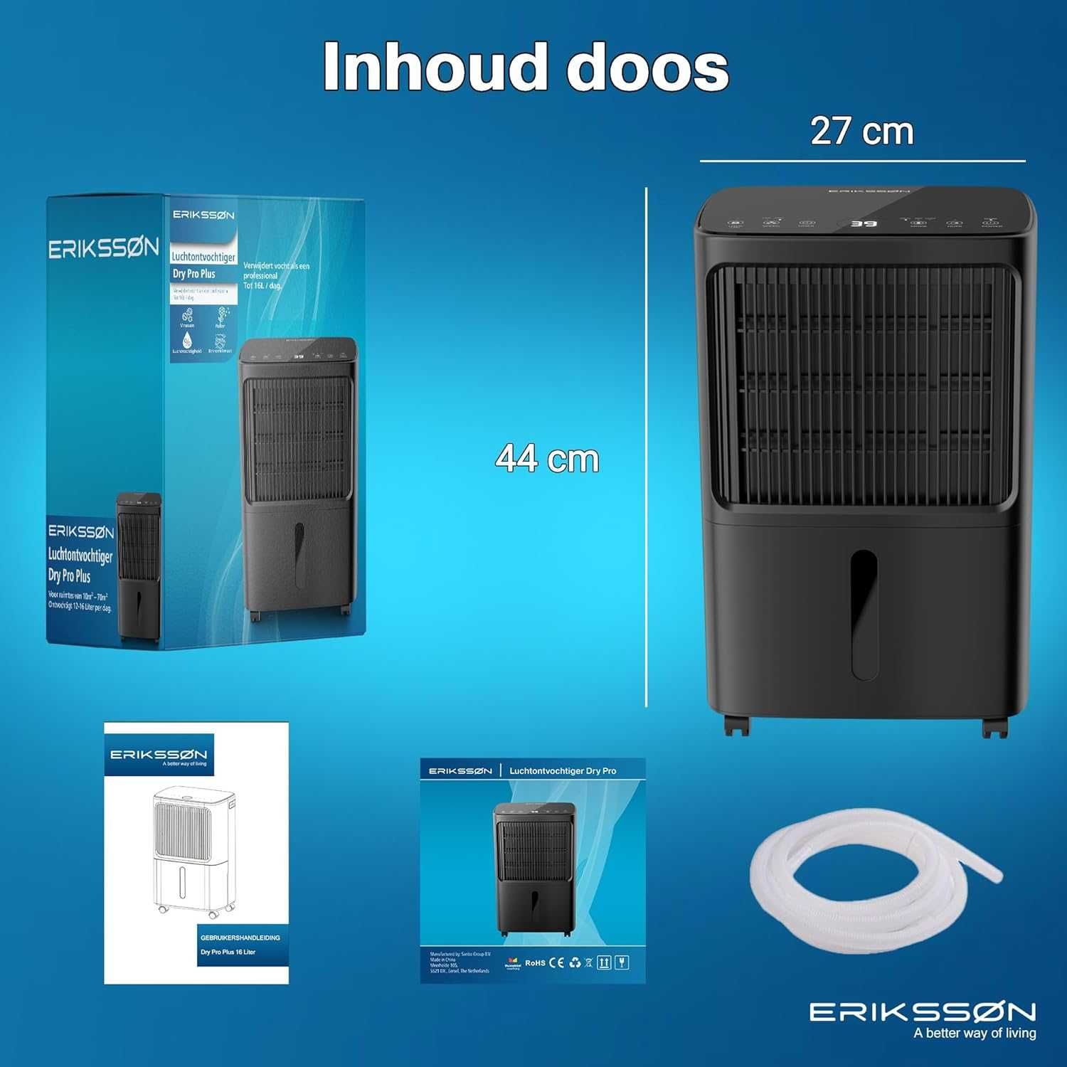 Влагоабсорбатор Erikssøn Dehumidifier 16L/24h,Гаранция