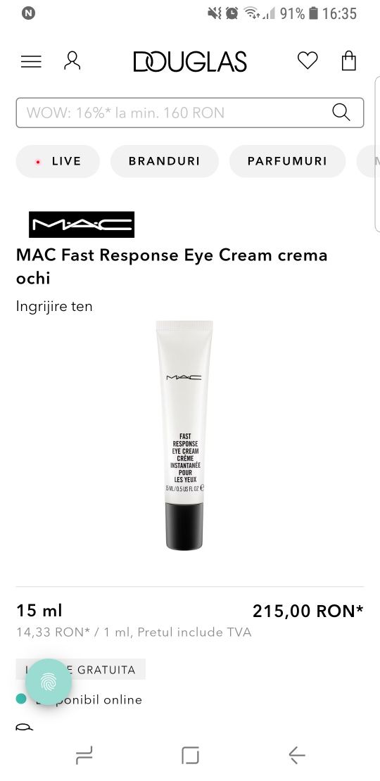 Crema iluminatoare anticearcan Fast Response MAC