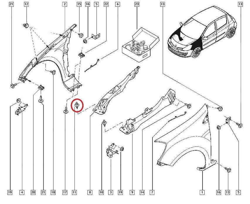 Surub fixare traversa Renault Laguna 3, Renault Clio 3, Original Renault 8200280504
