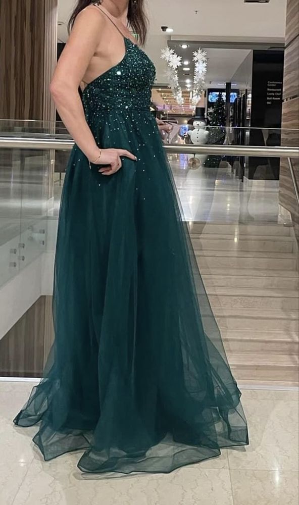 Рокля официална зелена, бордо, булчинска прасковена