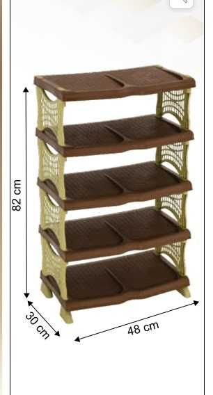 Пластмасов стелаж за обувки, 5 рафта, 82/30/48 см