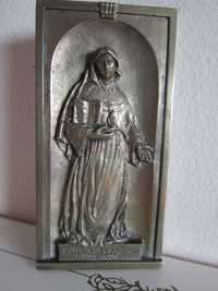 cadou rar Sf.María Soledad placheta sculptura bronz colectie 1960
