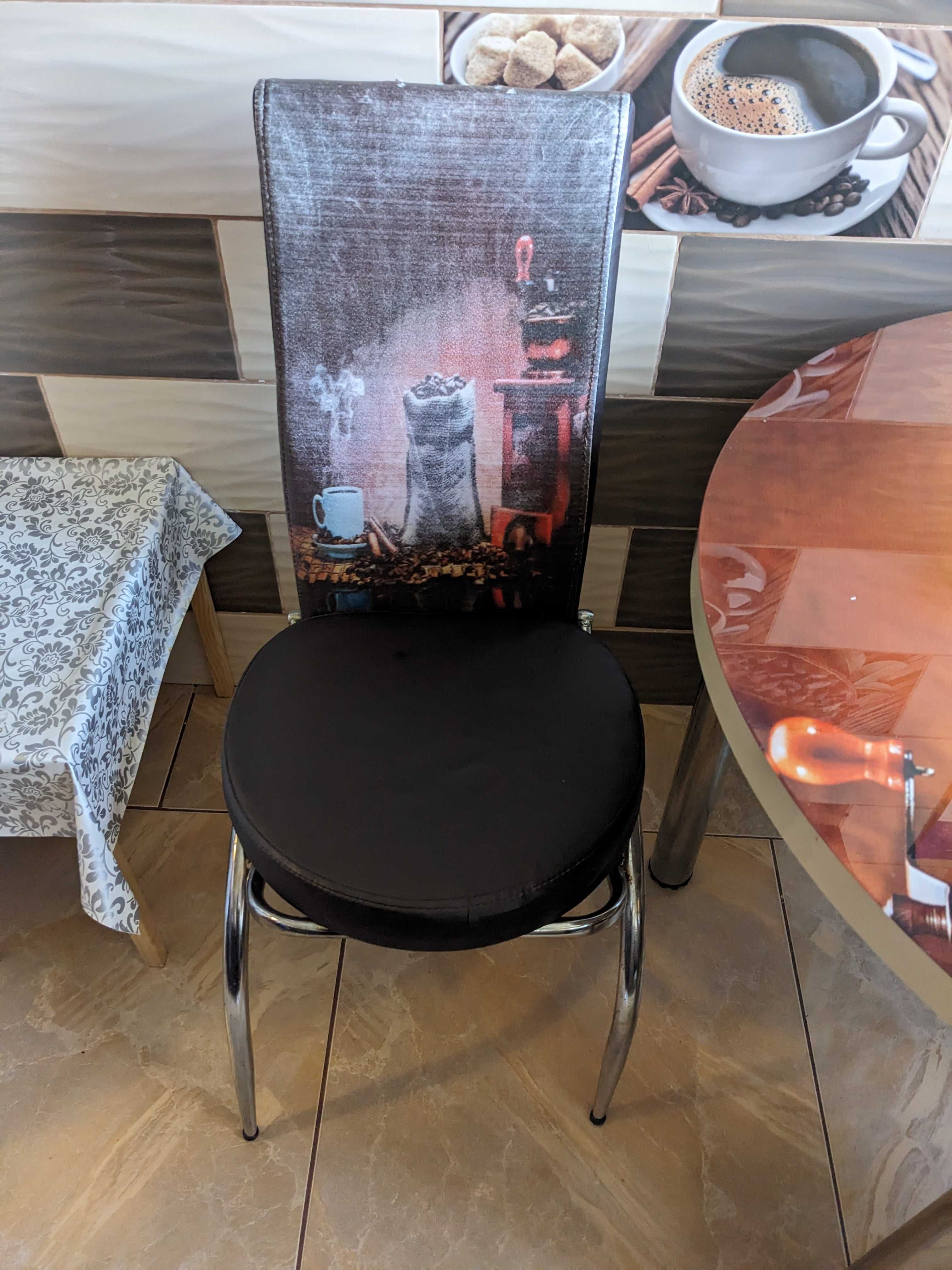 Set Masa + 2 scaune de bucătărie de inox cu blat sticlă - rotunde