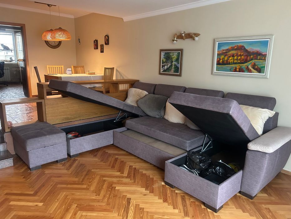 П образен разтегателен диван с 2 ракли, 2 лежанки