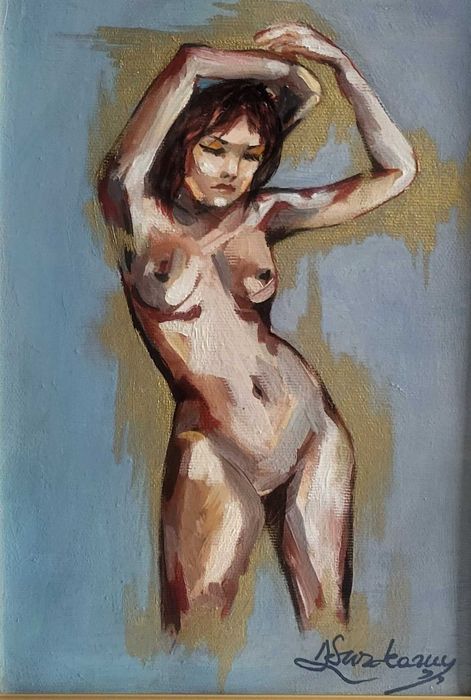 TABLOU nou modern -NUD NR.2-, rama deosebita, pictor roman consacrat