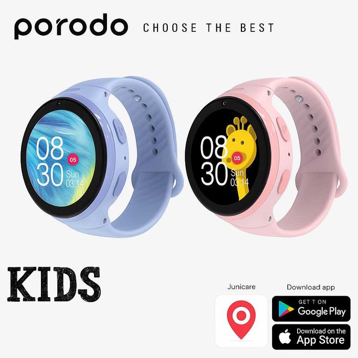 Детские смарт-часы Porodo Kids 4G GPS Wi-Fi SIM Card. Есть доставка