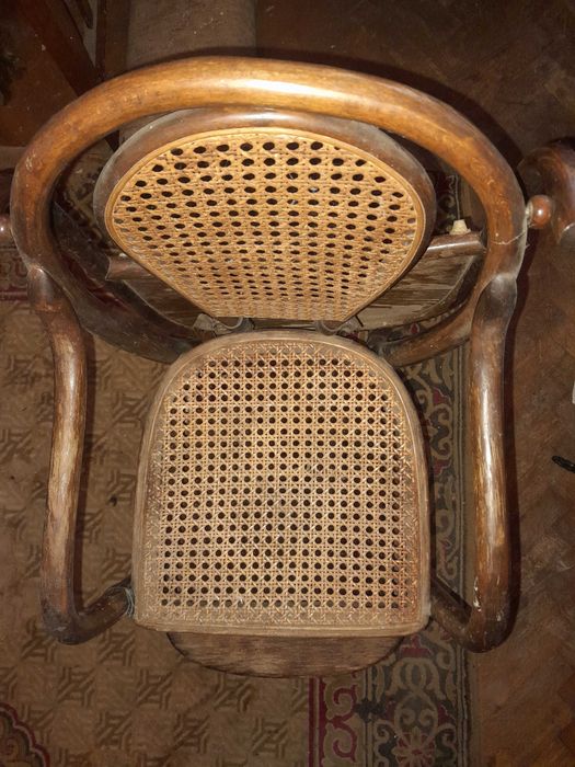 Scaun de Bebeluș vintage din Lemn Curbat Art Nouveau Stil Thonet, 1950