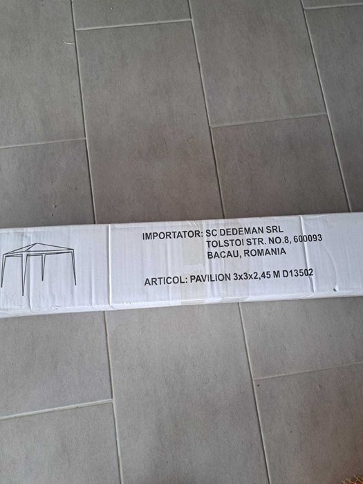 pavilion gradina, nou, 3x3x2,45 m, structura metalica