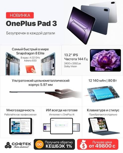 Флагманский планшет One Plus PAD 3 512 gb