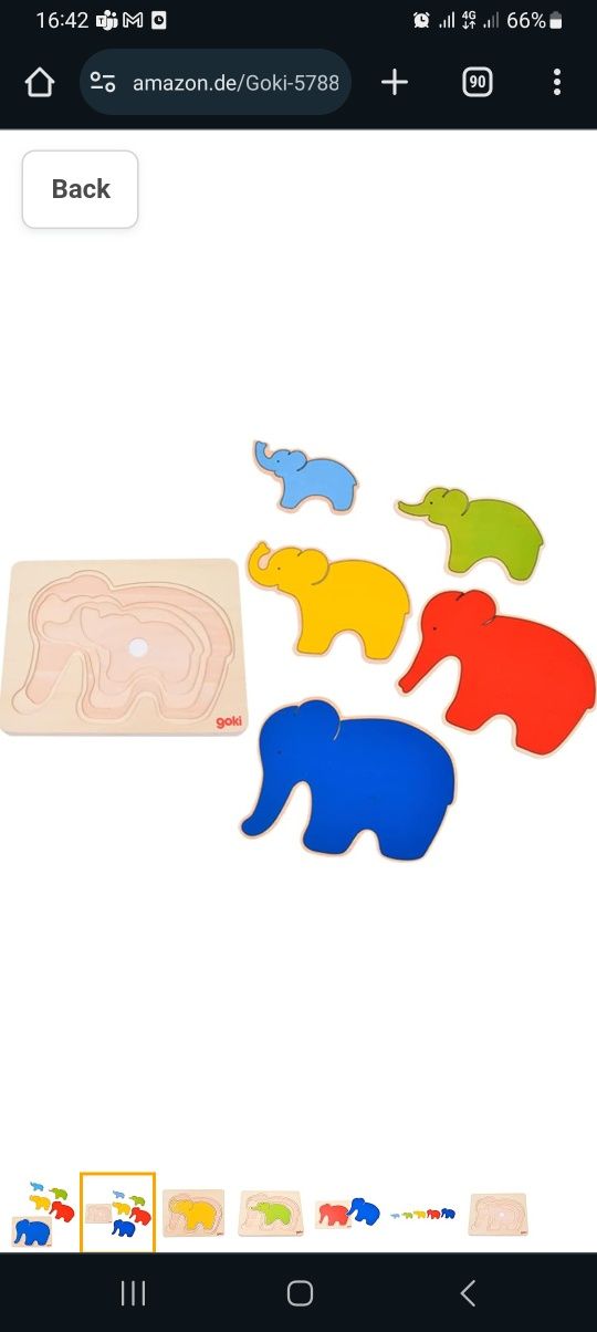 puzzle lemn  masiv montesorri goki bebe montesori elefant