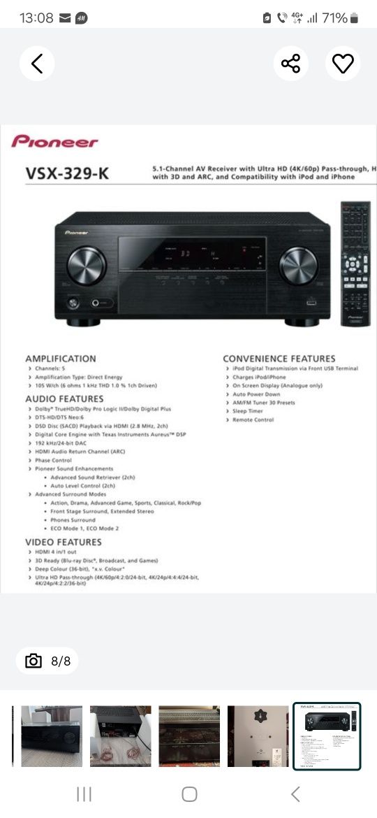 Vând receiver PIONEER+2 BOXE