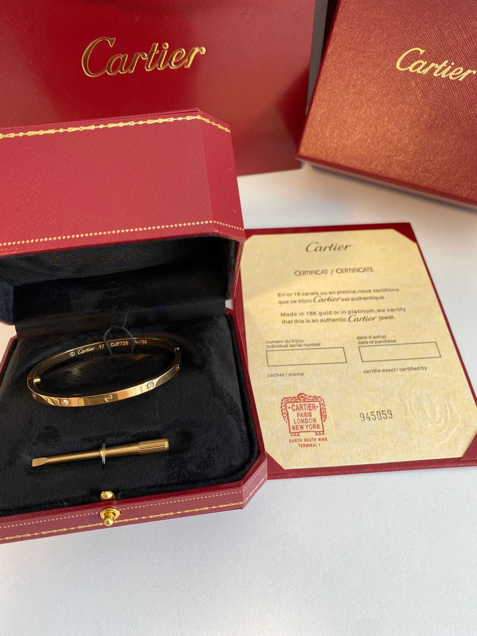 Brățară Cartier LOVE Slim 17 Gold 750 Diamond cu Cutie