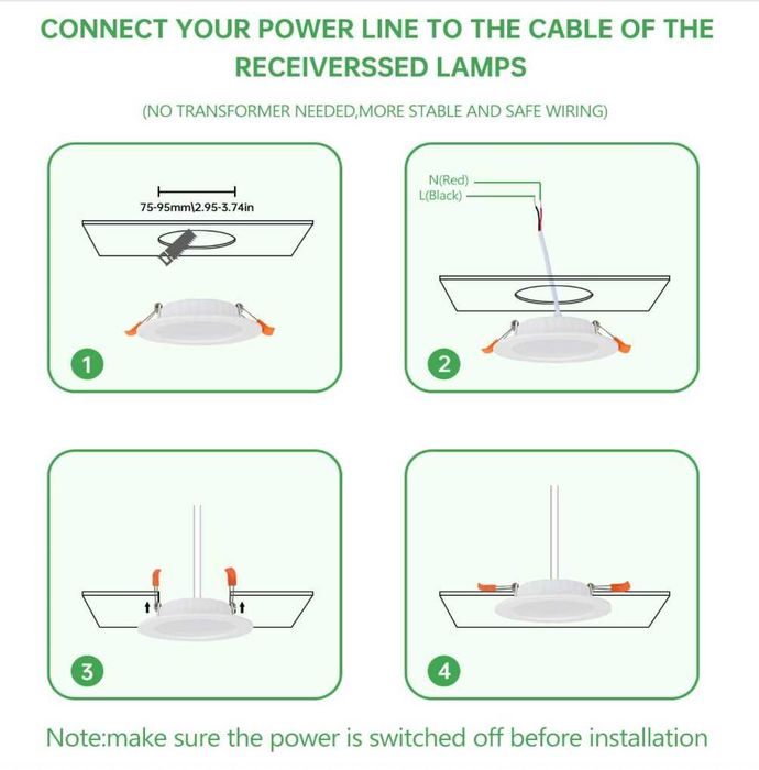 LED Луни за Вграждане 5W Неутрално Бяло 4500K, 75-95 mm, 24 бр