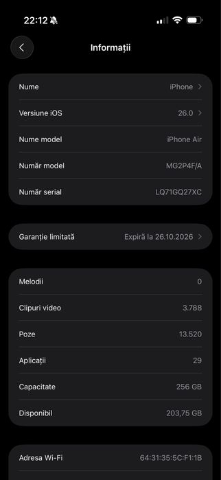 Iohone 17 air 6 cilcluri ca nou