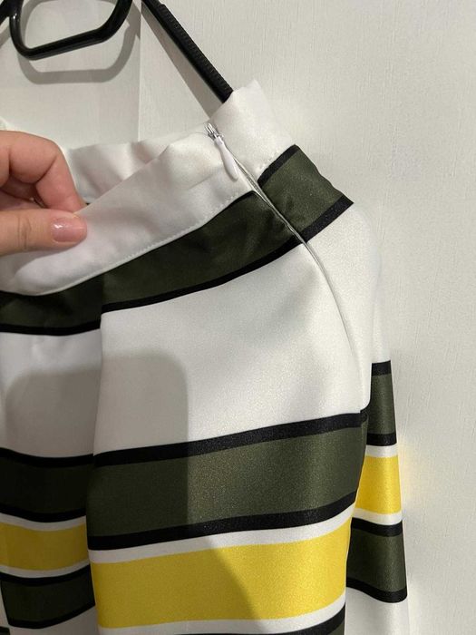 fusta alb verde galben evazata Gonna Duchesse Riga marca Lariga Italy