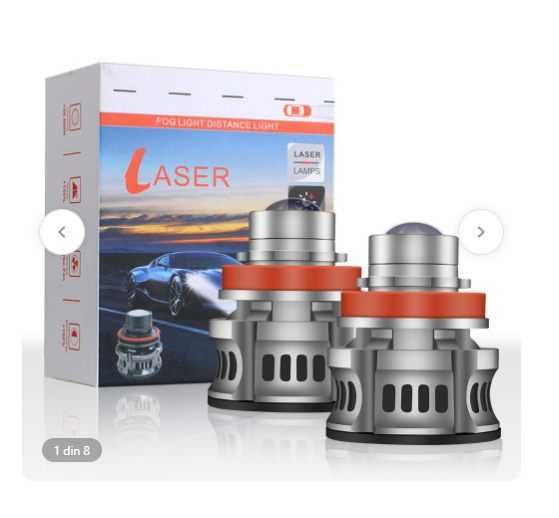 Set becuri cu LASER H7, alb gheata