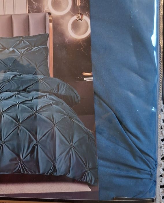 Set lenjerie pat, din 6 piese, pt pat dublu mare, culoare turcoise