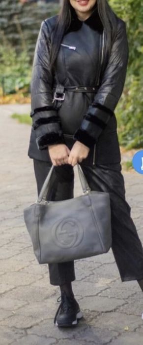 Дубленка черная модная