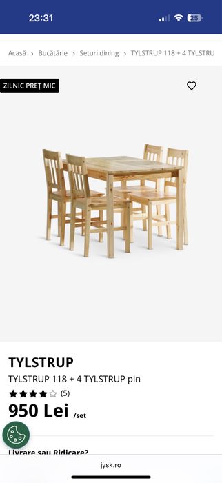Set masa + parti scaune Lemn