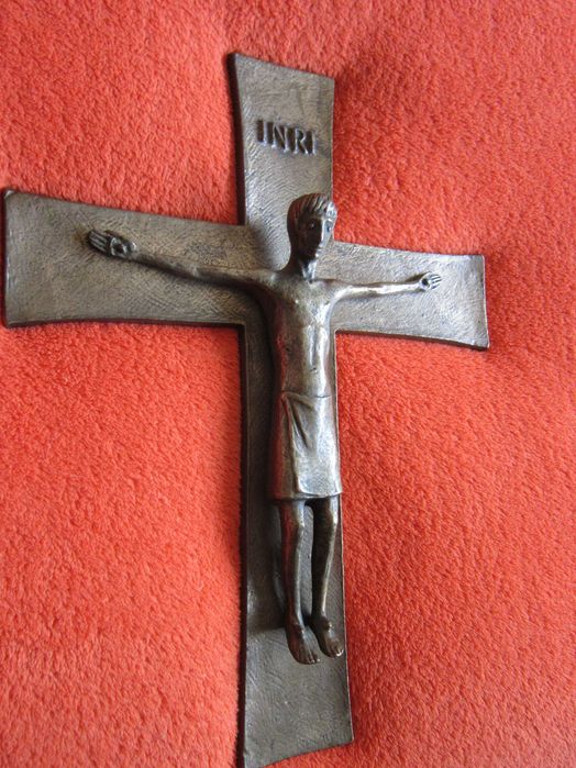 cadou rar Corpus Christi Cruce Crucifix design Weinert bronz masiv 2kg
