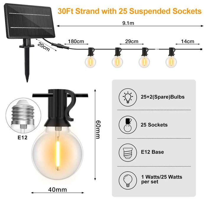 LED Гирлянди за градина 15м 20м 30м 45м