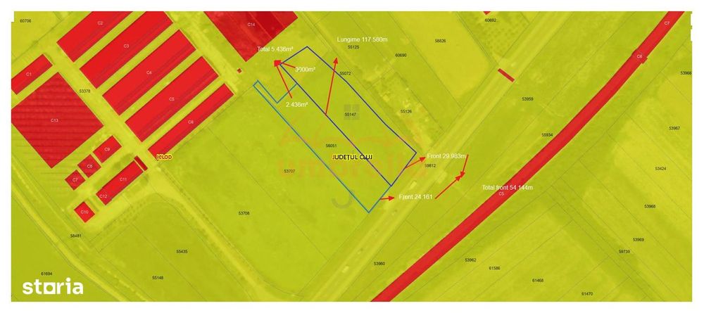 Teren de vanzare in Iclod   DN 1,  ICLOD 5.436 mp