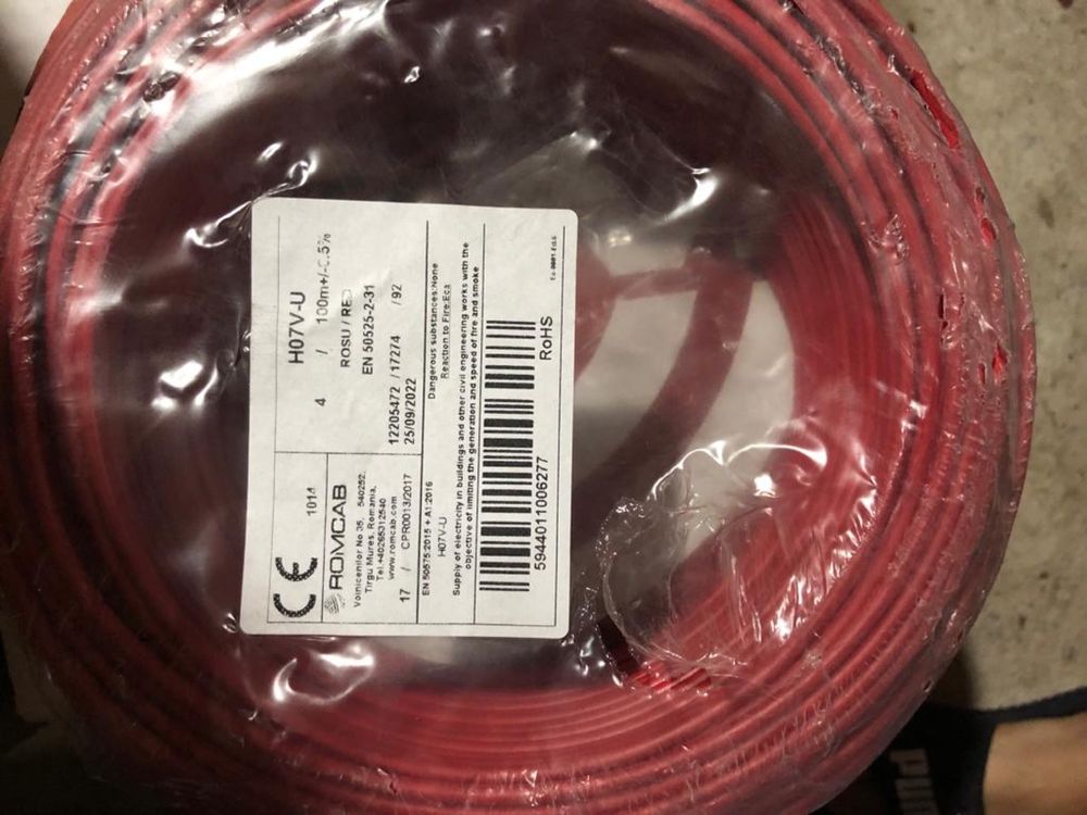 cablu fy 1,5mm fy2,5mm fy4 mm, conductor electric romanesc