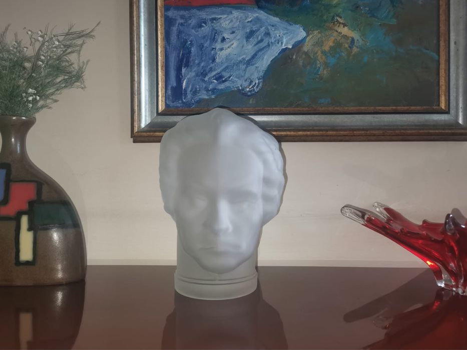 Фигура глава бюст стъклен декор поставка стойка за слушалки 50те год.