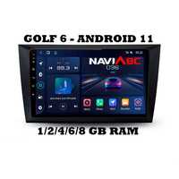 Navigatie Vw Golf 6 Android 11  1/2/4/6/8 GB RAM Youtube Waze Carplay