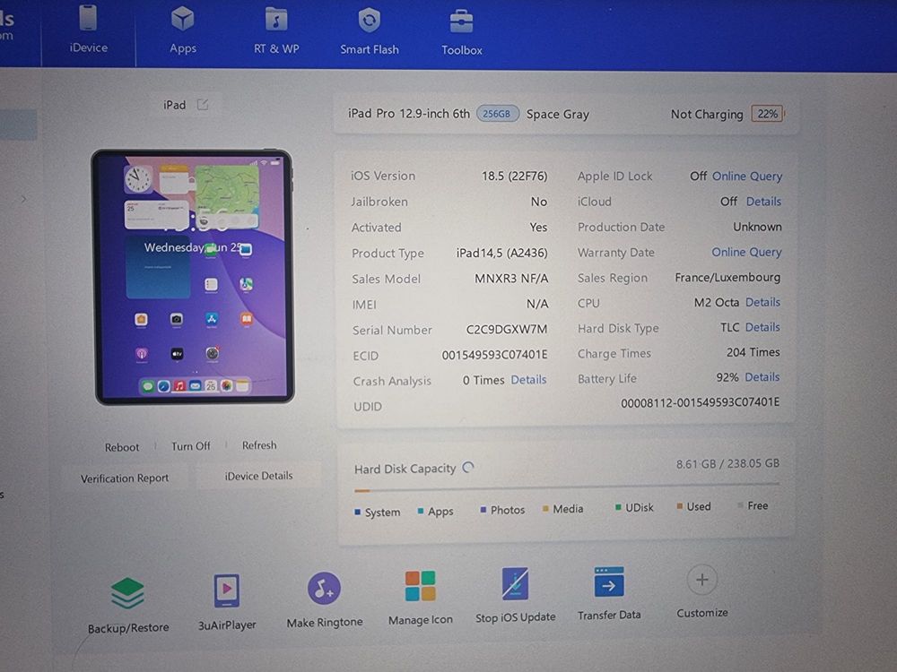 Vand, schimb iPad Pro 12.9”, 6th gen. M2, 256GB, 92% sănatate bat.