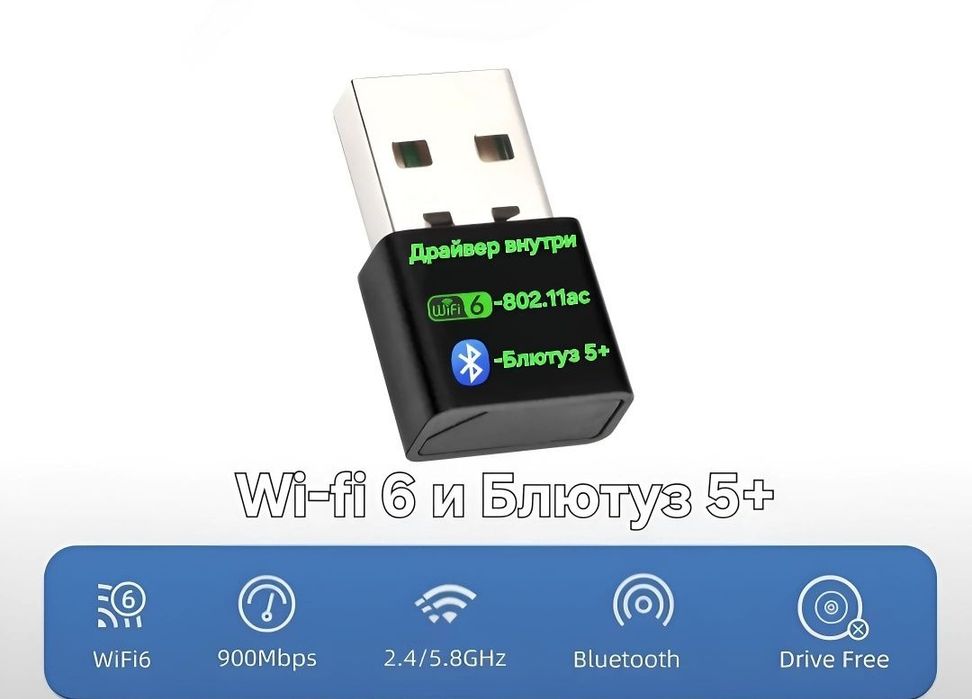 Адаптер Wi-fi 6-802.11 ax
Стандарт Wi-Fi: 802, 11 b, a, g, n
Част