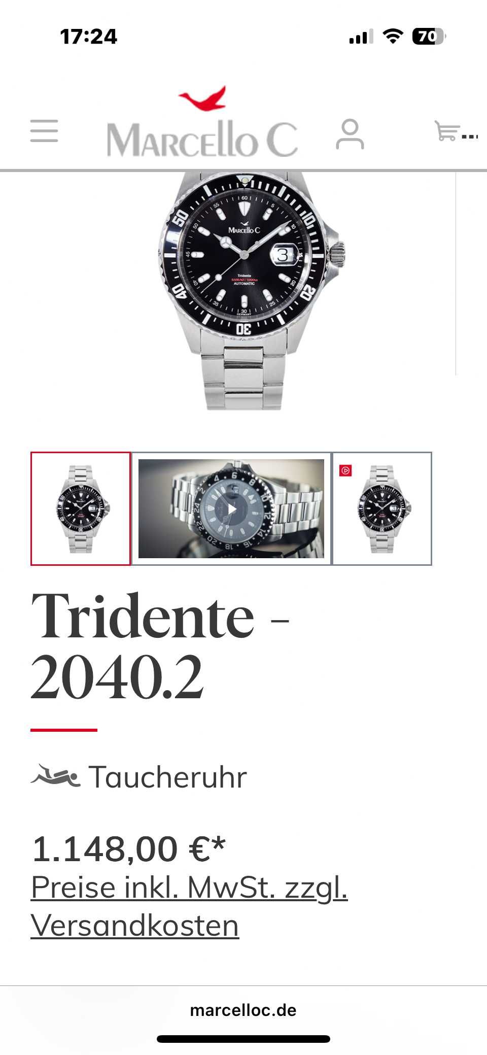 Marcello C Tridente Diver 44mm