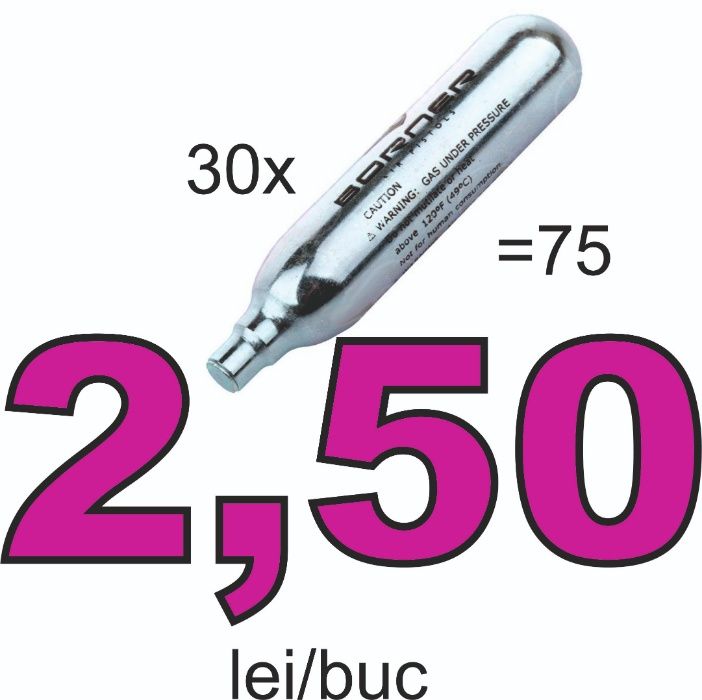 2,5 lei Capsula ( butelie,fiola ) CO2 12g pt airsoft,set 30 buc