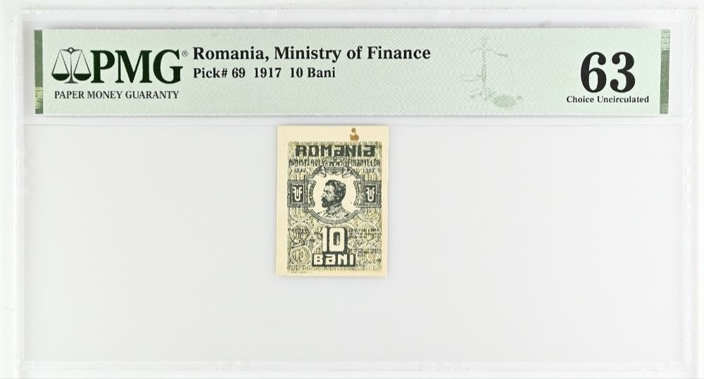 Bancnota gradata PMG 10 bani 1917 & 50 bani 1917
