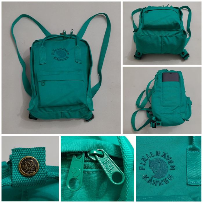 Rucsac Fjallraven Kanken mini verde, ghiozdan unisex copii sau adulți