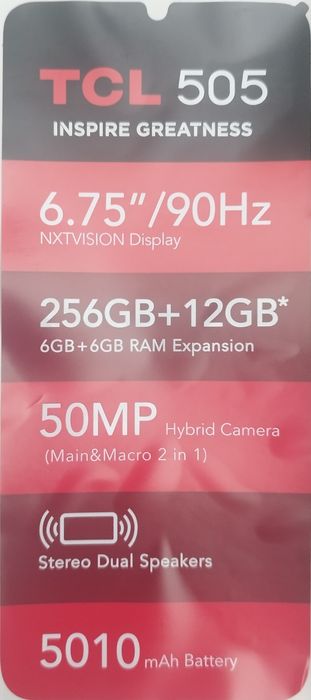 TCL 505 256gb 6+6 ran