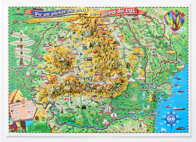 Harta României pentru copii, proiecție 3D, format A3, 450x330mm