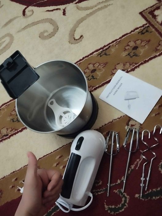 Мини миксер электрический, кухонный с насадками, 7 скоростей