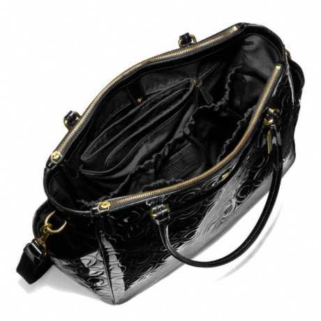 Genta mare Coach ORIGINALA neagra din piele embosata lacuita