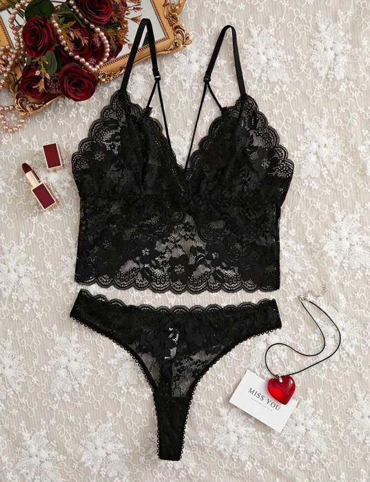 Set lenjerie sexy dantela trasparenta