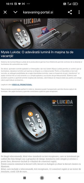 Sistem inteligent de control iluminat rulota