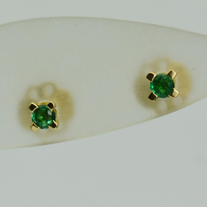 Cercei 18k aur galben cu smaralde rotunde cod 4095