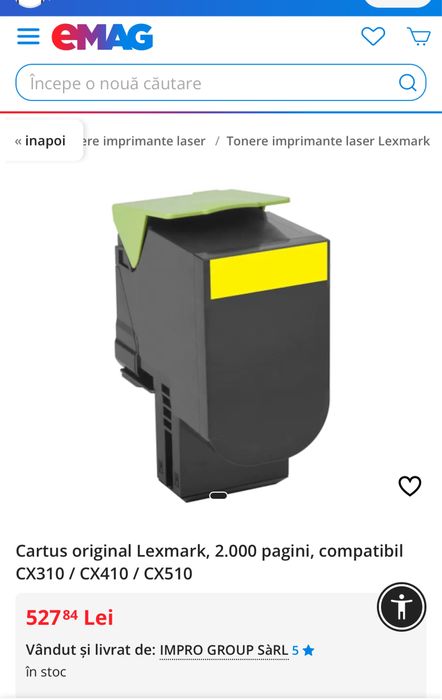 Cartuse originale Lexmark,2000 pagini pt CX310,CX410,CX510.