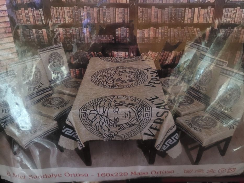 Set față de masă și 6 huse de scaune de catifea