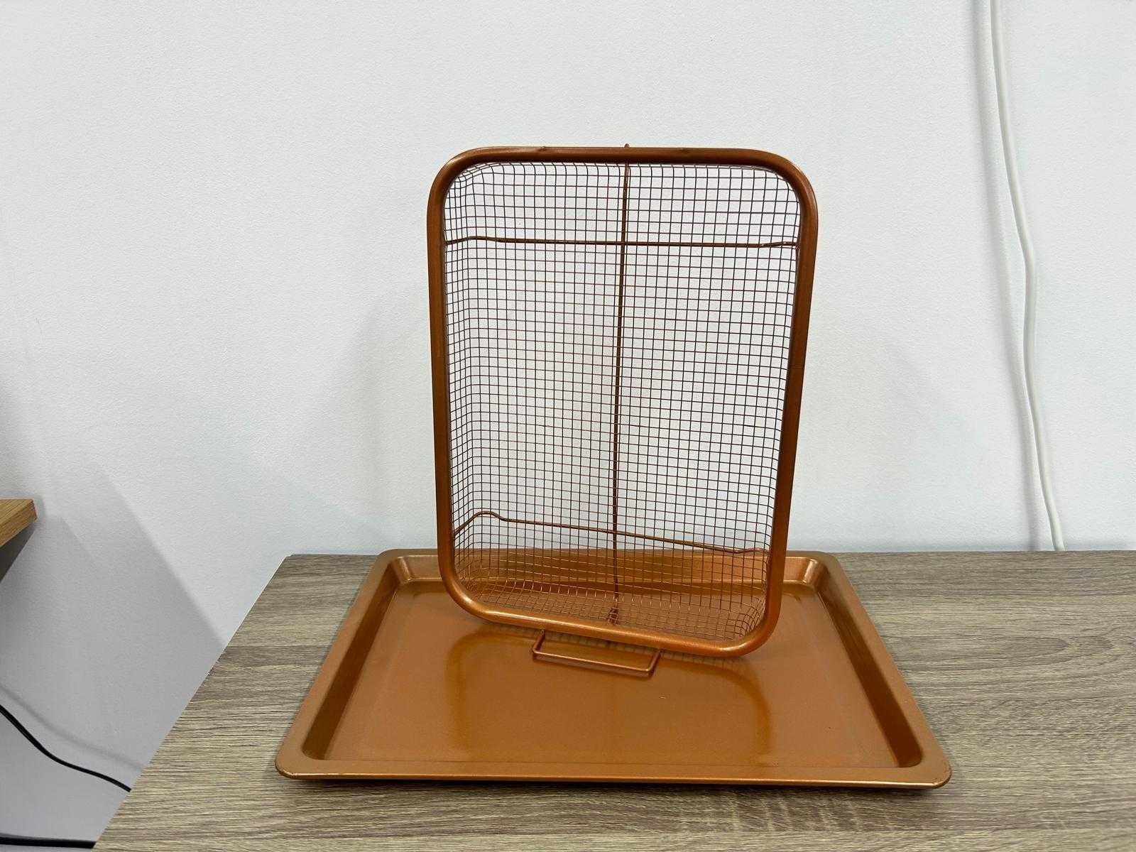 Set tava cu cos pentru cuptor, din cupru