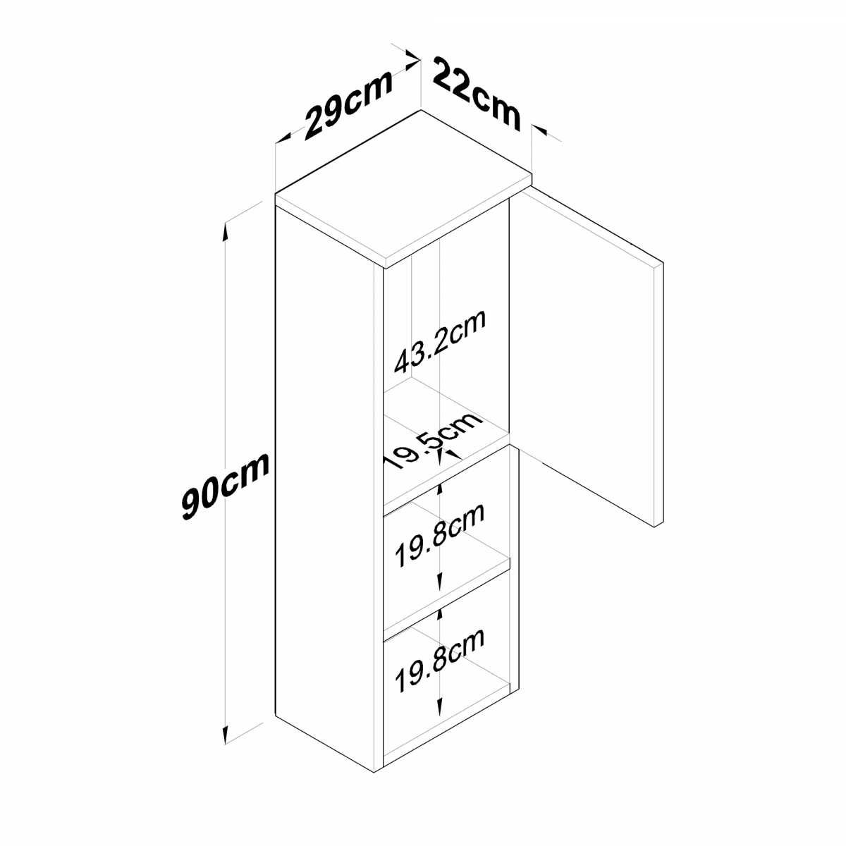 Комплект 2 стенни шкафа Puzzle-home 2447, Орех/бял