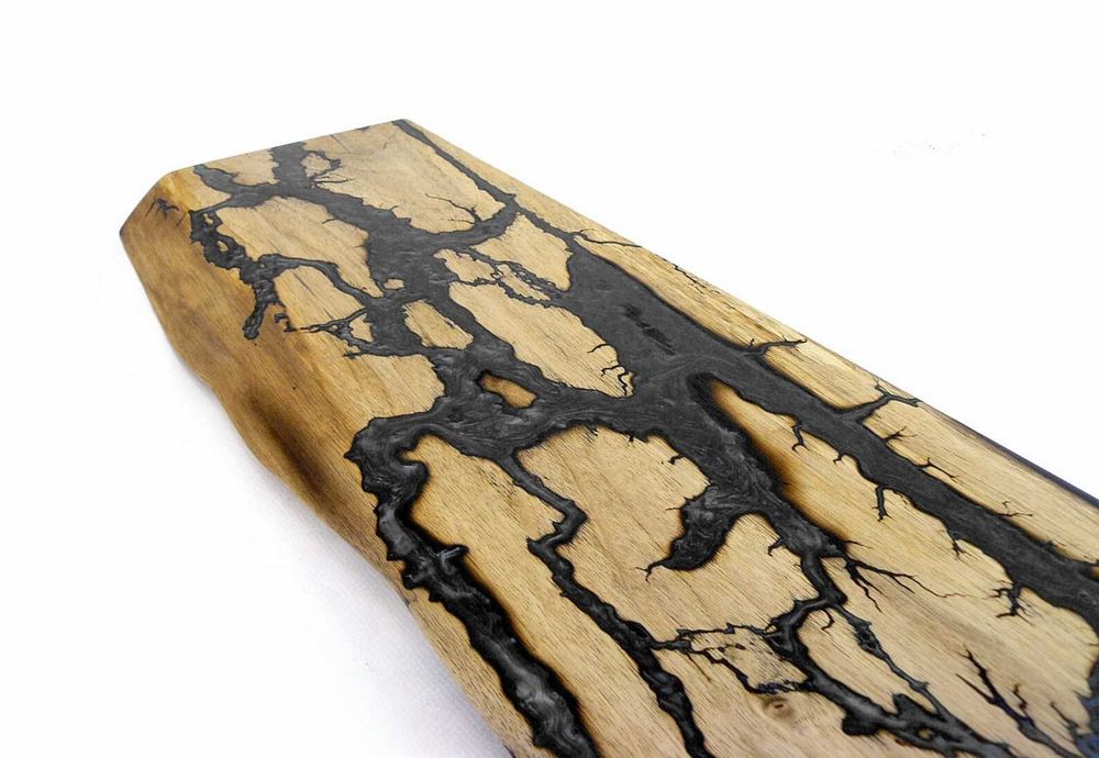 Дъска/рафт от череша с епоксидна смола и  Lichtenberg изгаряне  ~93cm