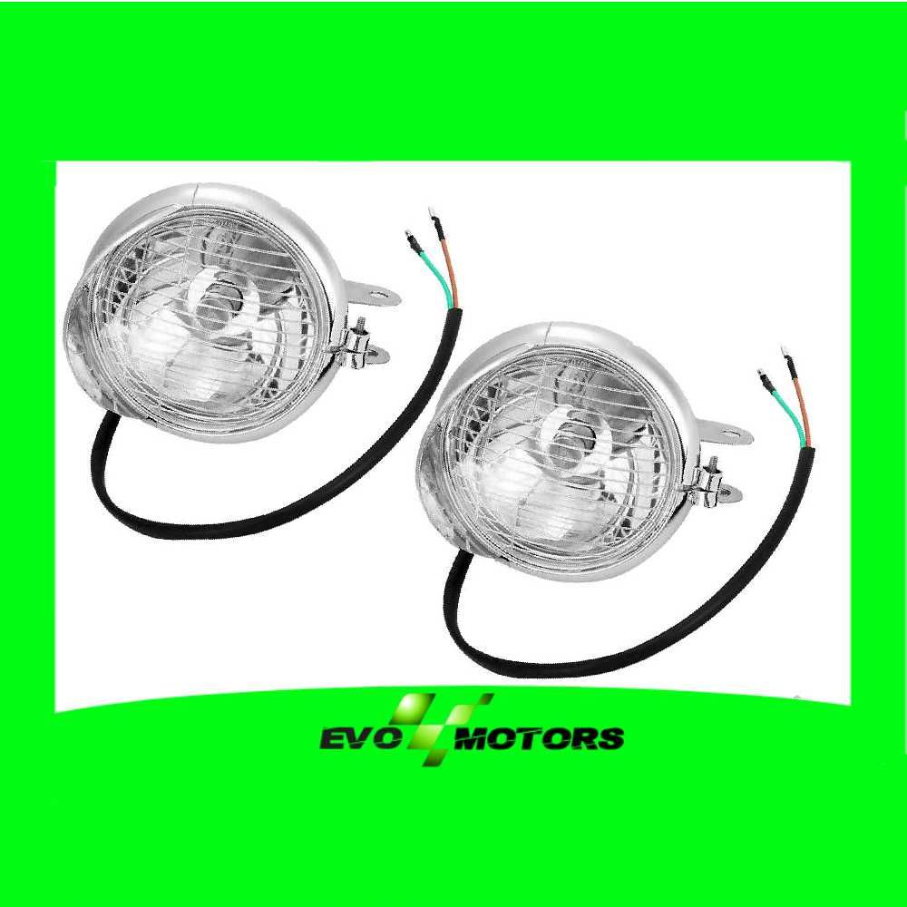 Set Proiectoare Moto Chooper Cromate 4inch 10cm Crom Far ceata A339