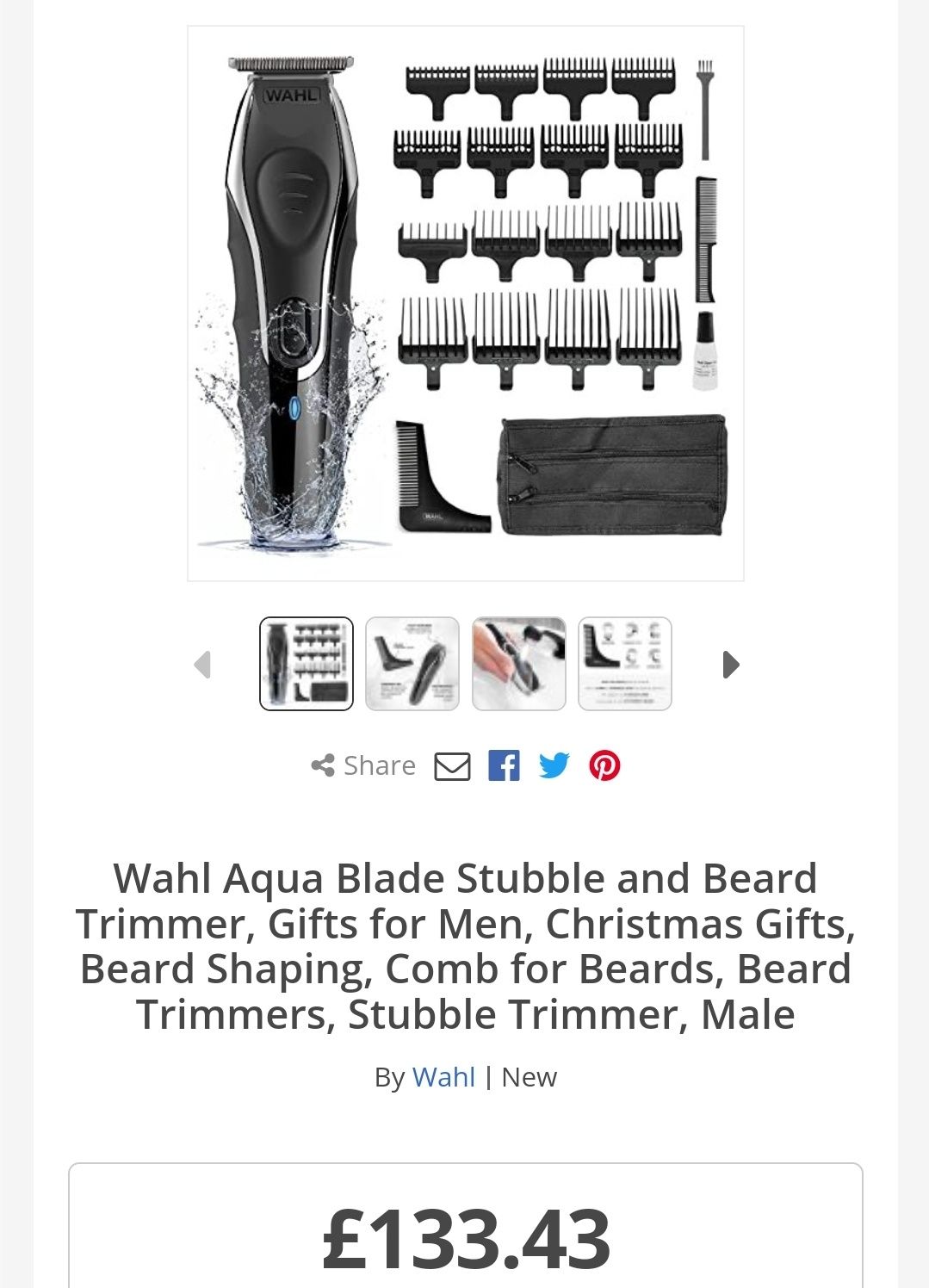 Aparat de tuns Wahl Aqua Blade Beard&Stubble,16 piepteni,autonomie 180