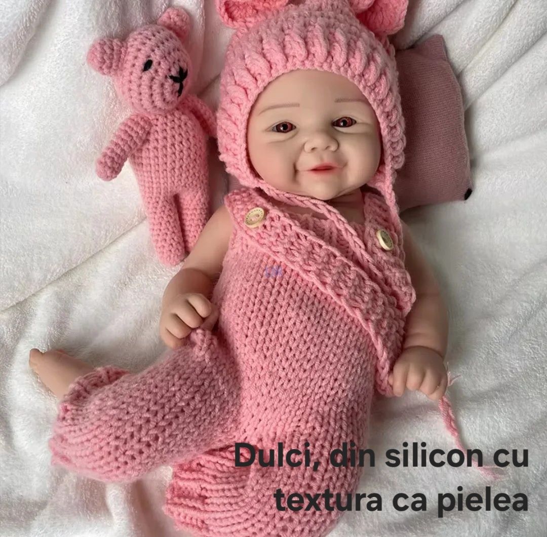 Bebelus reborn, silicon moale ca pielea, 43 cm